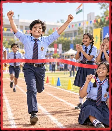 Student sports achievement finish line