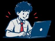 Student working on laptop